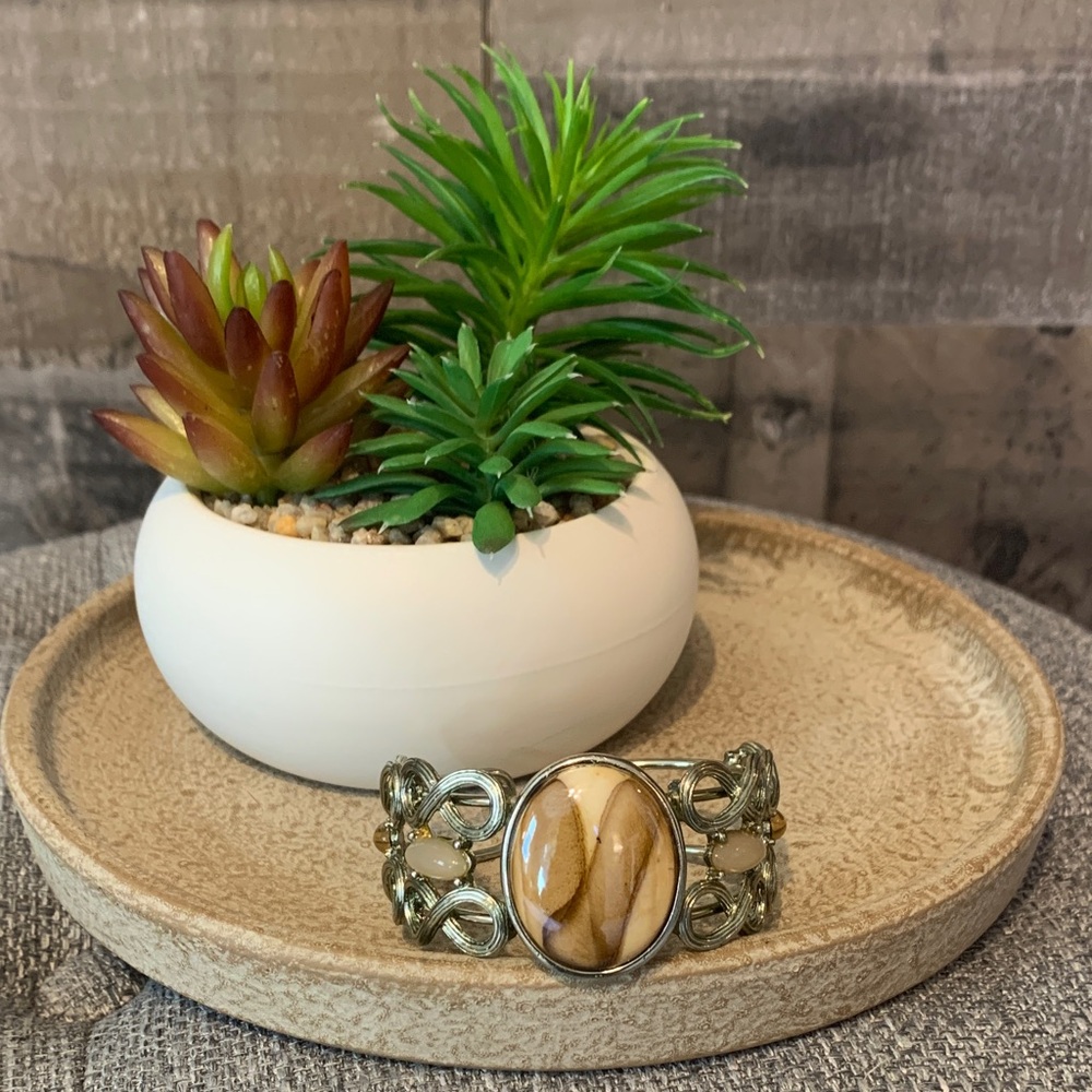 Boho Cuff Bracelet with faux stones